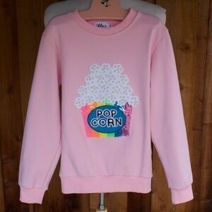 Lola + The Boys Kids Pearl And Popcorn Crewneck Sweatshirt In Pink Size 10
